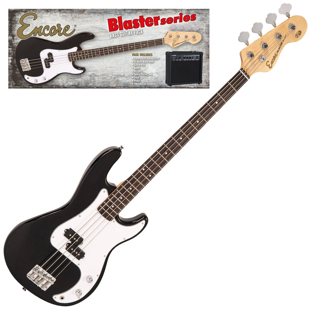 Gloss Black Encore Blaster E40 Bass Guitar Pack