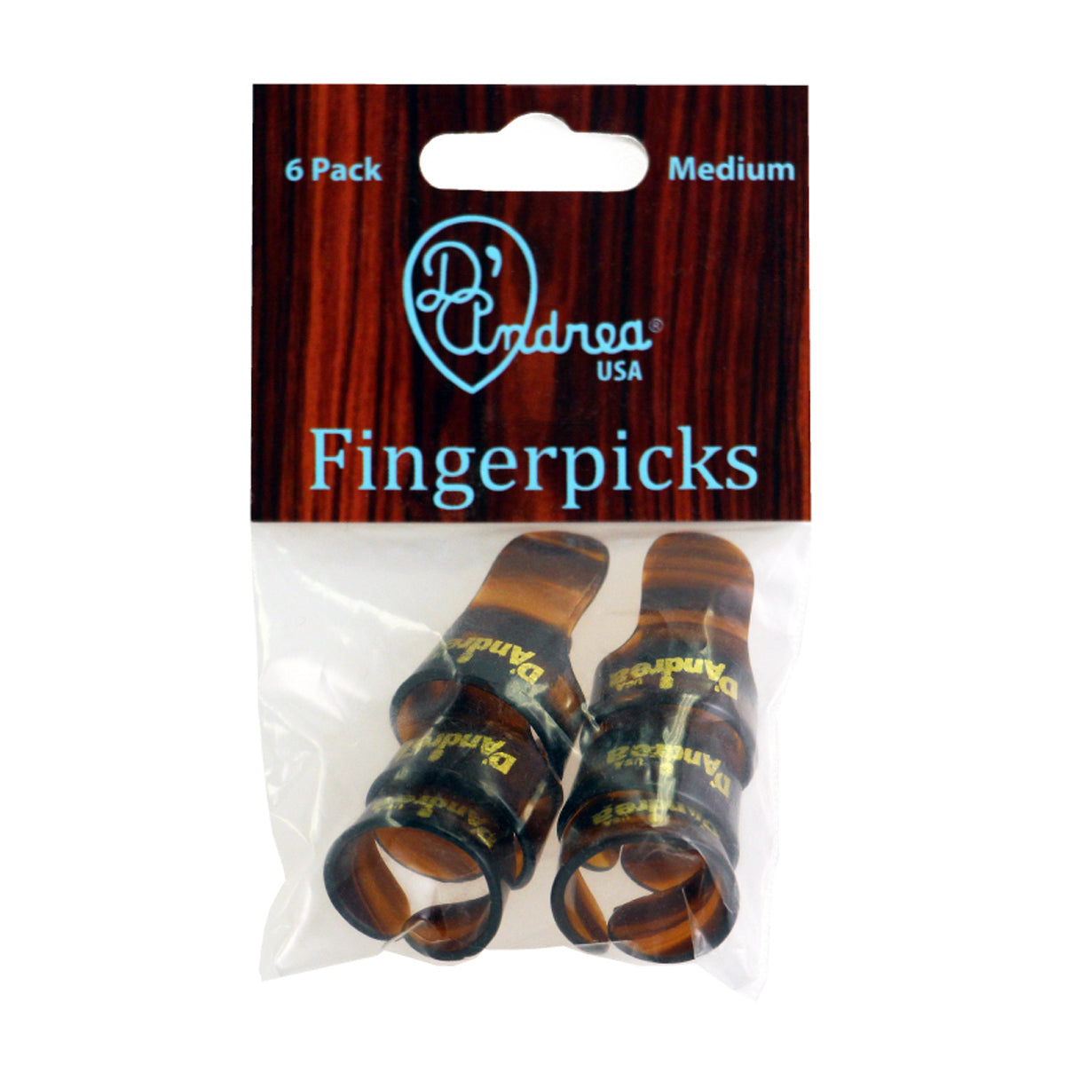 D'Andrea Medium Finger Pick Pack Shell 6 Picks