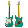 Left Hand Ventura Green/Tobacco Burst Vintage V6 ProShop Unique Electric Guitar