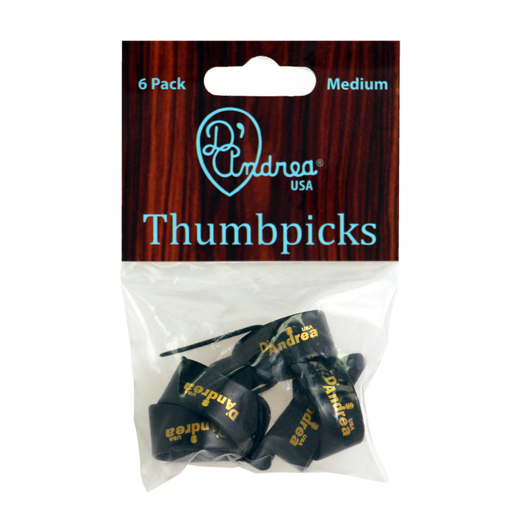 D'Andrea Medium Thumb Pick Pack ~ Black ~ 6 Picks