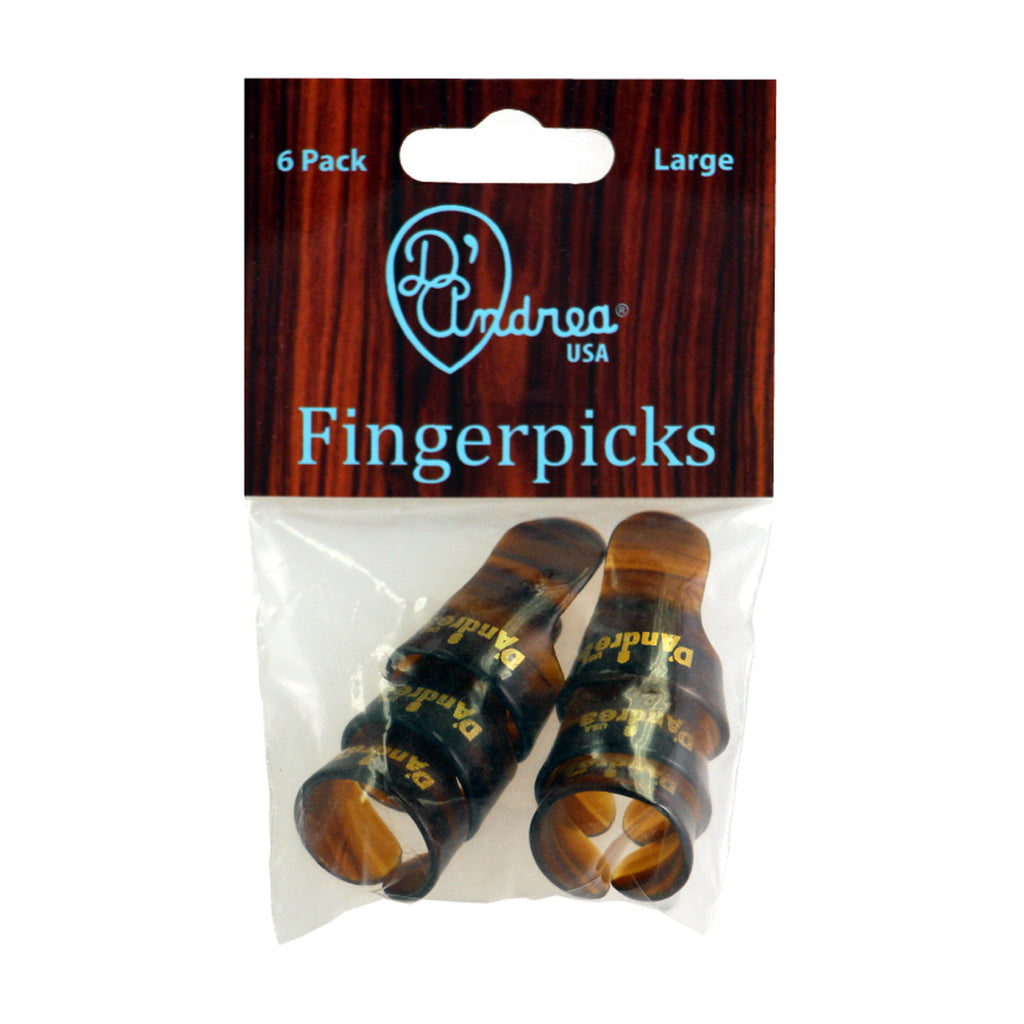 D'Andrea Large Finger Pick Pack ~ Shell ~ 6 Picks