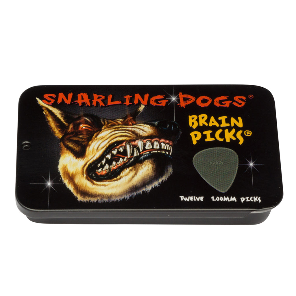 D'Andrea 351 Snarling Dogs Brain Grey Pick Tin ~ Heavy ~ 12 Picks