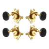 Grover U98 Series Sta-Tite Geared Ukulele Pegs (Set of 4) ~ Gold ~ Ebony Buttons