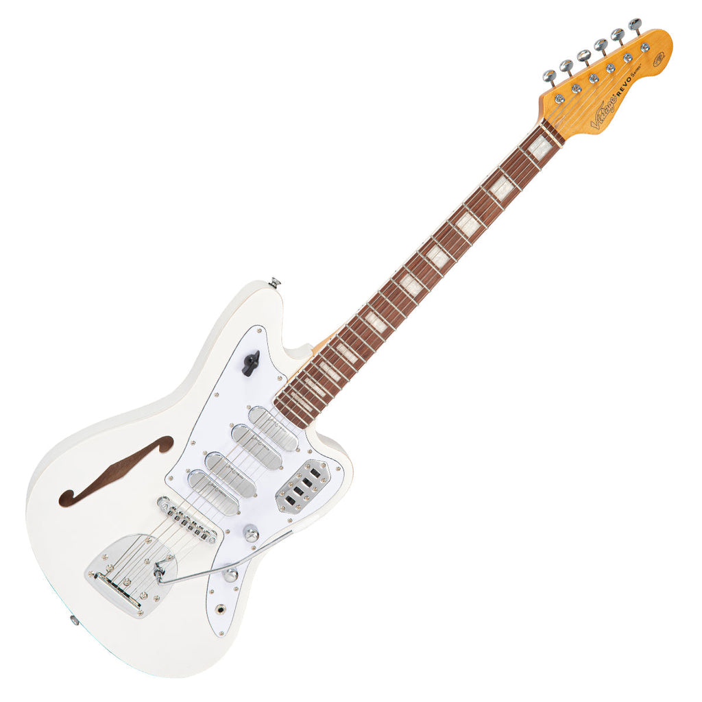 Vintage REVO Series 'Surfmaster Quad' Electric Guitar Metallic White