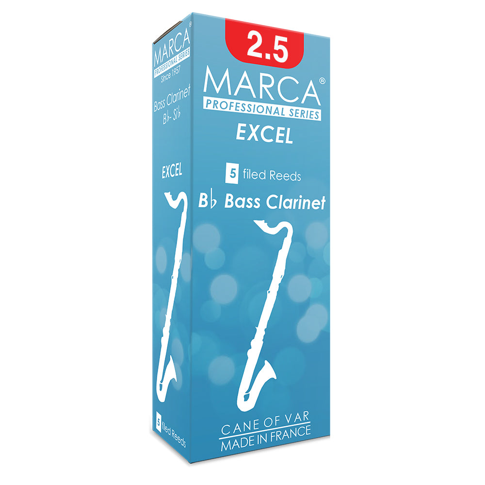 Marca Excel Reeds ~ 5 Pack ~ Bass Clarinet ~ 2.5
