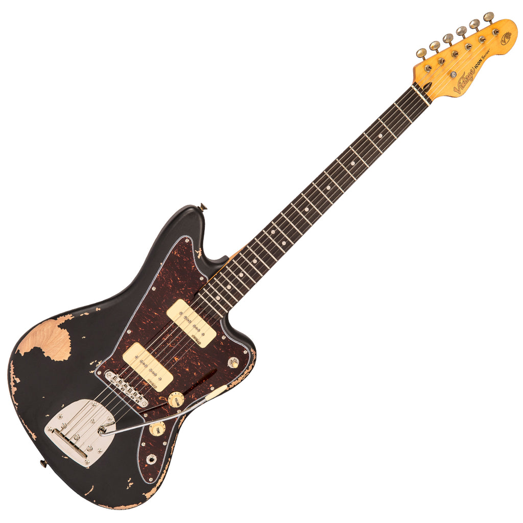 Electric　ICON　Distressed　V65　Vintage　Guitar　Vibrato　Black