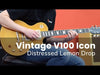 Vintage V100 ICON Electric Guitar ~ Left Hand Distressed 'Lemon Drop'